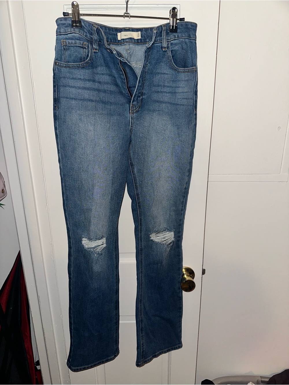 Francesca’s Women’s Blue Distressed Bootcut Jeans
